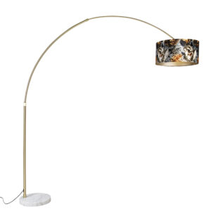 Arc lamp brass with shade flower design 50 cm – XXL
