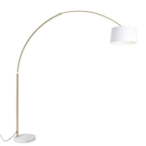 Arc lamp brass with white fabric shade white 50 cm – XXL