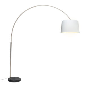Arc lamp steel fabric shade white 45 cm – XXL