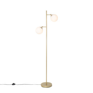 Art Deco floor lamp gold with frosted glass 2-light - Pallon