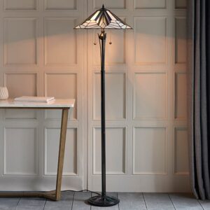 Astoria Tiffany Glass Floor Lamp In Black
