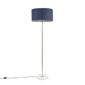 Brass floor lamp with blue shade 50 cm - Kaso