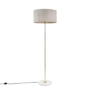 Brass floor lamp with gray shade 50 cm – Kaso