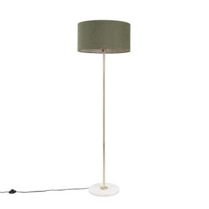 Brass floor lamp with green shade 50 cm – Kaso