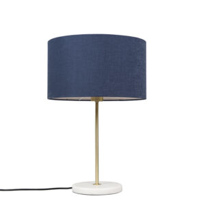 Brass table lamp with blue shade 35 cm – Kaso