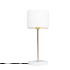 Brass table lamp with white shade 20 cm - Kaso