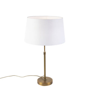 Bronze table lamp with linen shade white 35cm - Parte