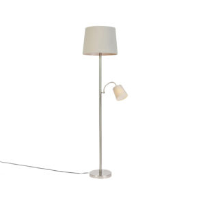 Classic Floor Lamp with Reading Arm Steel with Grey Shades – Retro