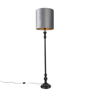 Classic floor lamp black with shade gray 40 cm – Classico