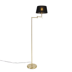 Classic floor lamp brass with black shade adjustable – Ladas