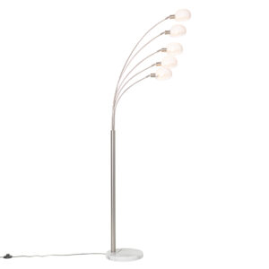 Design floor lamp steel with opal glass 5-light – Sixties Marmo