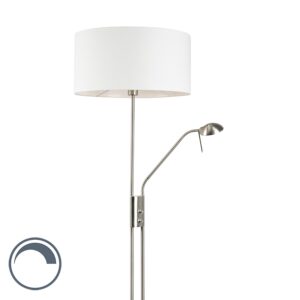 Floor lamp steel and white with adjustable reading arm – Luxor