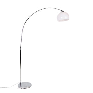 Modern arc lamp chrome with white shade – Arc Basic
