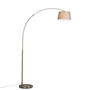 Modern arc lamp steel with gray fabric shade - Arc Basic
