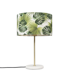 Modern brass table lamp with leaf shade 35 cm – Kaso