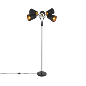 Modern floor lamp black 5-light - Carmen