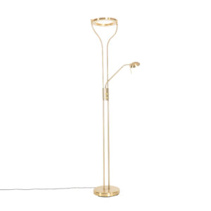Modern floor lamp gold with reading arm incl. LED and dimmer – Divo