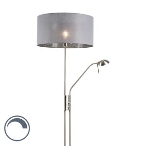 Modern floor lamp steel and gray with adjustable reading arm – Luxor