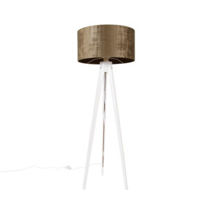 Modern floor lamp tripod white with brown shade 50 cm - Tripod Classic