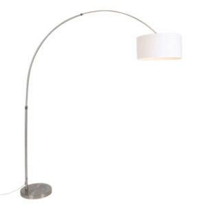 Modern steel arch lamp with shade 50/50/25 white adjustable