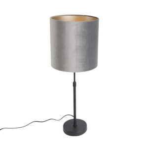 Modern table lamp black fabric shade gray 25 cm adjustable – Parte