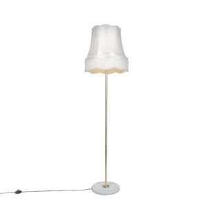 Retro floor lamp brass with Granny shade cream 45 cm – Kaso