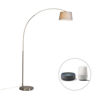 Smart arc lamp steel shade gray incl. WiFi A60 – Arc Basic