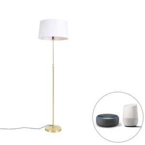 Smart floor lamp gold with linen shade white 45 cm incl. Wifi A60 – Parte
