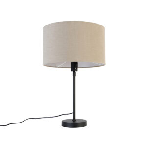 Table lamp black adjustable with shade light brown 35 cm – Parte
