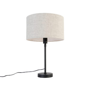 Table lamp black adjustable with shade light gray 35 cm – Parte