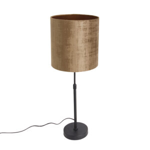 Table lamp black velor shade brown 25 cm adjustable – Parte
