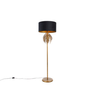 Vintage floor lamp gold with black velvet shade 50 cm – Botanica