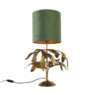 Vintage table lamp antique gold with green shade – Linden