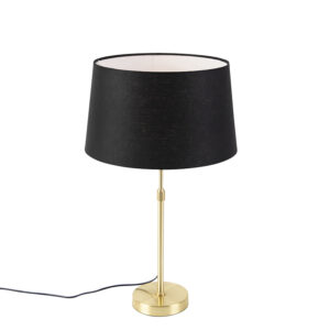 Table lamp gold / brass with linen shade black 35 cm – Parte