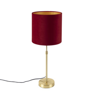 Table lamp gold / brass with velor shade red 25 cm - Parte