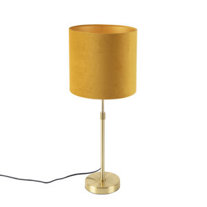 Table lamp gold / brass with velor shade yellow 25 cm – Parte