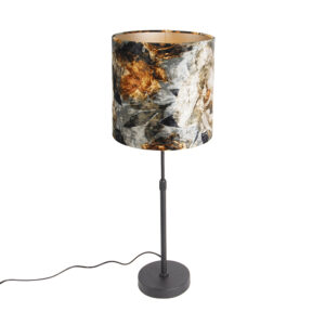Table lamp black with shade flowers 25 cm adjustable – Parte