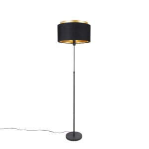 Modern floor lamp black with gold duo shade – Parte