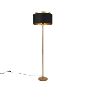 Modern floor lamp gold with shade black with gold - Simplo