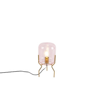 Art Deco table lamp brass pink glass – Bliss