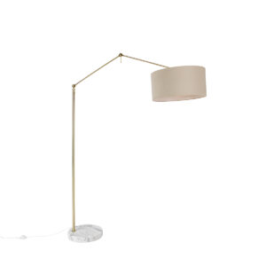 Floor lamp gold with shade light brown 50 cm adjustable – Editor