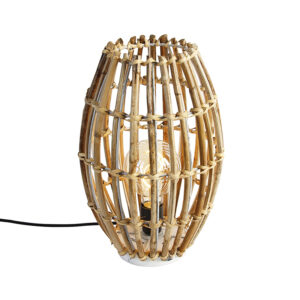 Rural table lamp bamboo with white - Canna Capsule
