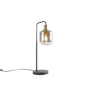 Smart table lamp black with gold and smoke glass incl. WiFi A60 – Zuzanna