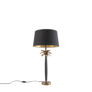Art Deco table lamp bronze with black shade 35 cm – Areka