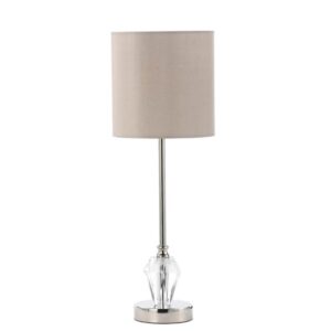 Guelph Light Taupe Faux Silk Shade Table Lamp With Crystal Base