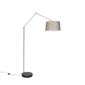 Modern floor lamp steel with shade taupe 45 cm – Editor
