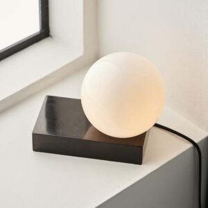 Zurich Glass Shade Table Lamp With High Gloss Marble Base