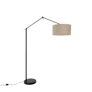 Floor lamp black with shade light brown 50 cm adjustable – Editor