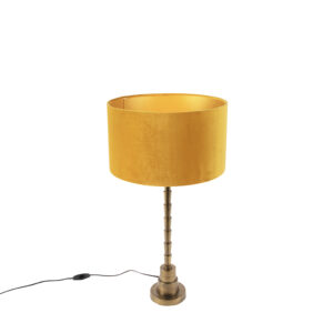 Art deco table lamp with velor shade yellow 35 cm – Pisos