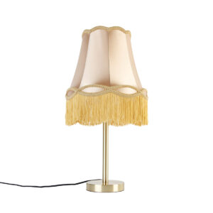 Classic table lamp brass with granny shade gold 30 cm – Simplo